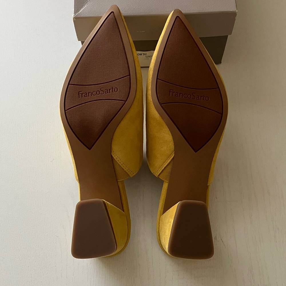 Franco Sarto Rianan Yellow Suede Mules (Size 8) NWT - Picture 14 of 16